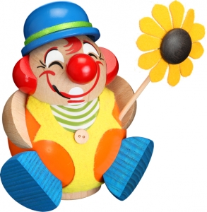 Clown Smoker, handmade and handpainted wooden smoker from the Erzgebirge, Made in Germany by Seiffener Volkskunst